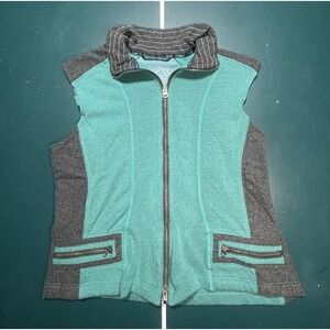 Kuhl Fleece Vest Teal And Grey Kashmira Fleece Women's‎ XL Full Zip Mock Neck